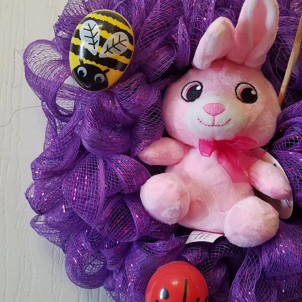 Handmade Easter Wall Decor or door wreath Made on a 8 inch wire wreath frame